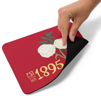 Chi Omega 1895 Mouse Pad showing rubber backing