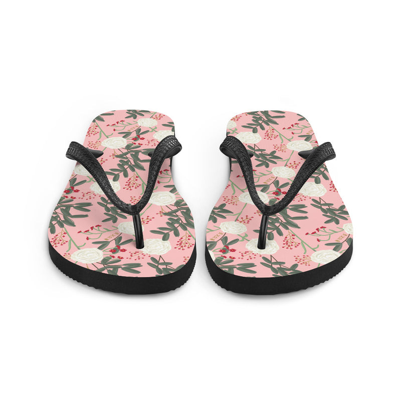 Chi Omega Sorority Flip-Flops in Pink showing front view