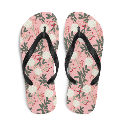Chi Omega Sorority Flip-Flops in Pink showing top view