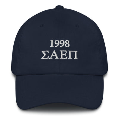 Sigma Alpha Epsilon Pi 1998 Baseball Hat in Navy with white embroidery