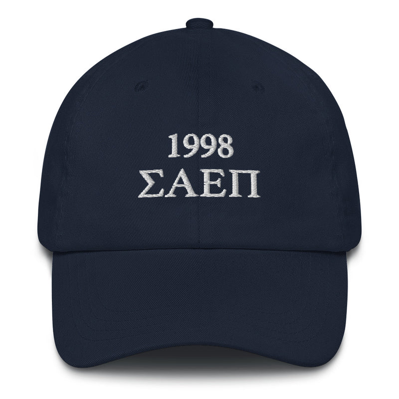 Sigma Alpha Epsilon Pi 1998 Baseball Hat in Navy with white embroidery