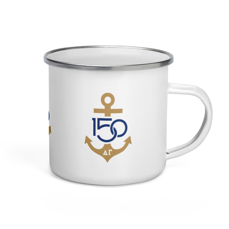 Delta Gamma Sorority Mug  showing Navy bronze 150th logo design on 3 sides