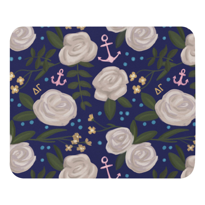 Delta Gamma Rose Floral Mouse Pad shown in full view