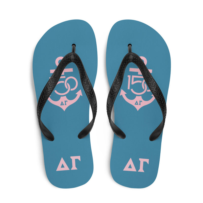 Delta Gamma Sorority Flip-Flops in top view