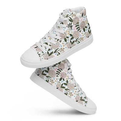 Delta Gamma Sorority High Tops in white floral print shown stacked