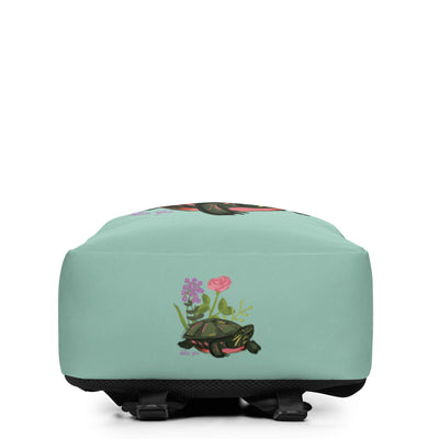 Delta Zeta Sorority Backpack showing bottom of bag with turtle mascot design