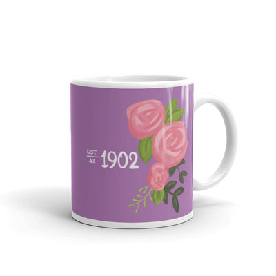 Delta Zeta Sorority Mug featuring 1902 design in 11 oz size in purple