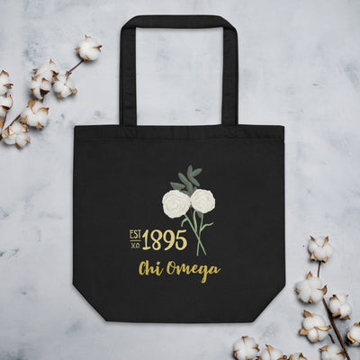 Chi Omega 1895 Founders Day Eco Tote Bag shown flat
