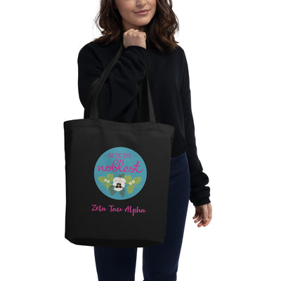 Zeta Tau Alpha Seek The Noblest Eco Tote Bag in black 