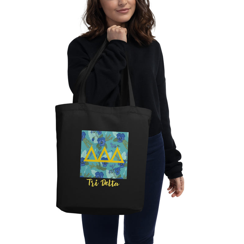 Tri Delta Greek Letters Eco Tote Bag shown on model&