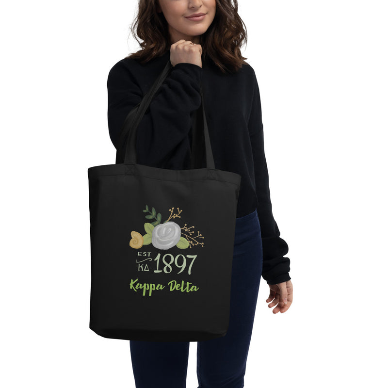 Kappa Delta 1897 Founding Date Eco Tote Bag on model&
