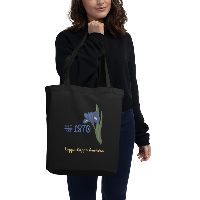Kappa Kappa Gamma 1870 Founding Date Eco Tote Bag in black 