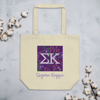 Sigma Kappa Greek Letters Eco Tote Bag shown flat 
