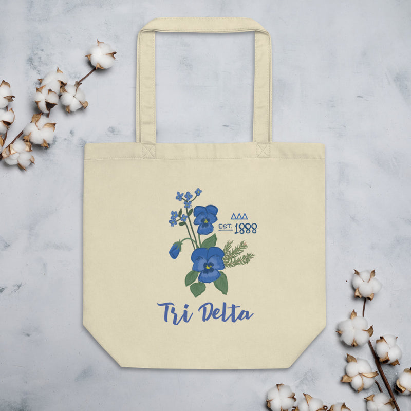 Tri Delta 1888 Founders Day Eco Tote Bag in natural oyster color