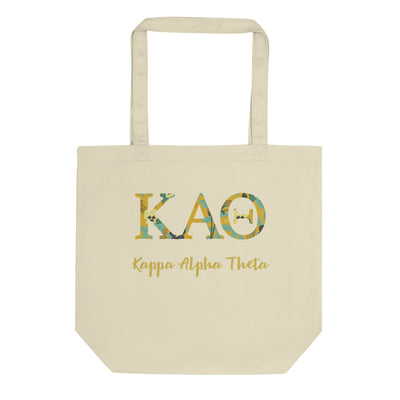 Kappa Alpha Theta Greek Letters Eco Tote Bag in natural oyster