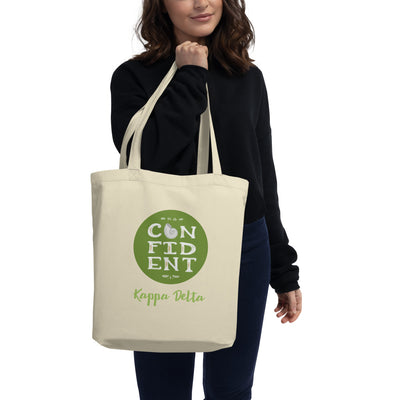 Kappa Delta KD Confident Eco Tote Bag in natural oyster on model