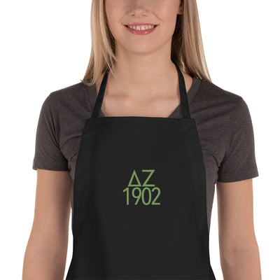 Delta Zeta 1902 Founding Year Embroidered Apron in black