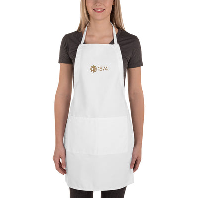 Gamma Phi Beta 1874 Founding Year Embroidered Apron in white full length