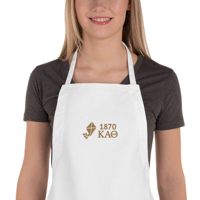 Kappa Alpha Theta 1870 Founding Year Embroidered Apron shown in white close up 