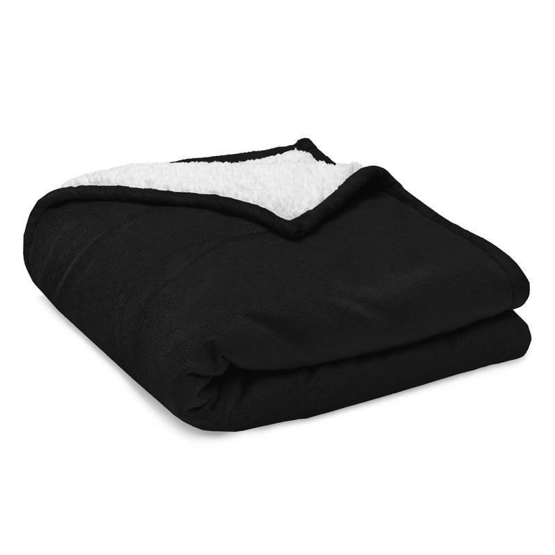 Alpha Omicron Pi Plus Embroidered Sherpa Blanket in black folded