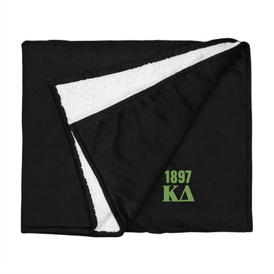 Kappa Delta Plush Embroidered Sherpa Blanket in black flat