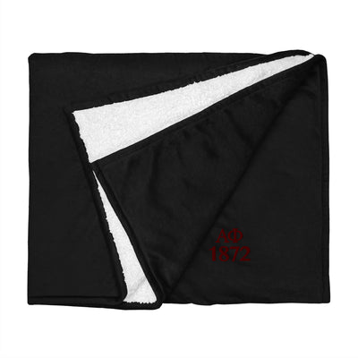Alpha Phi Plush Embroidered Sherpa Blanket in black flat