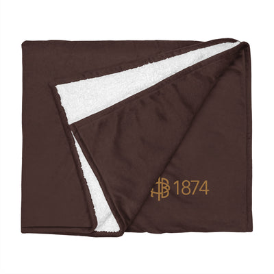 Gamma Phi Beta Plus Embroidered Sherpa Blanket in brown flat