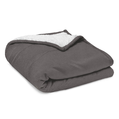 Kappa Delta Plush Embroidered Sherpa Blanket in gray folded