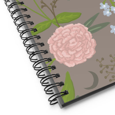 Gamma Phi Beta Pink Carnation Print Spiral Notebook showing product details