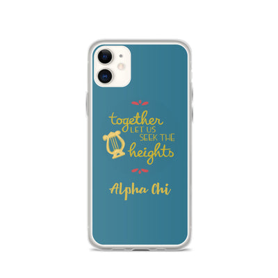 Alpha Chi Omega Motto Teal iPhone Case on iPhone 11 