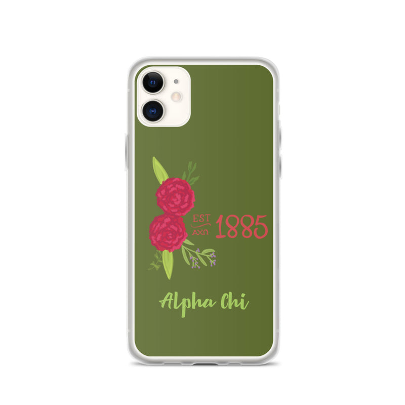 Alpha Chi Omega 1885 Founding Date olive green iPhone 11 case