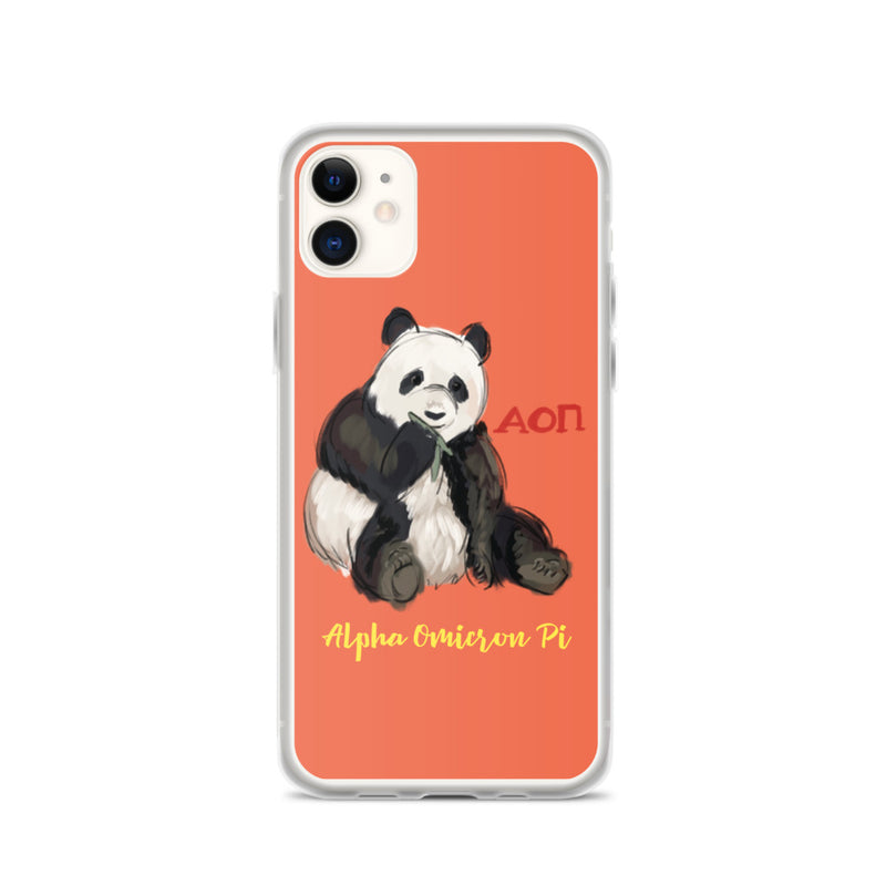 Alpha Omicron Pi Panda Coral iPhone Case