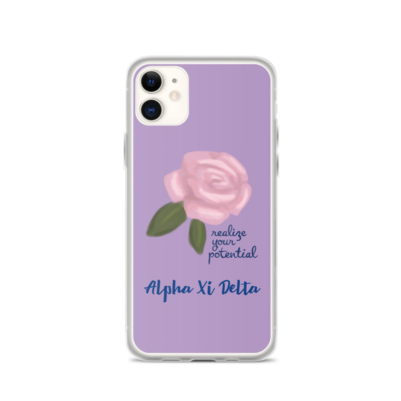 Alpha Xi Delta Realize Your Potential Purple iPhone Case