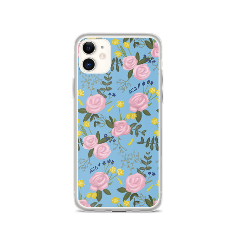 Alpha Xi Delta Blue Floral iPhone Case