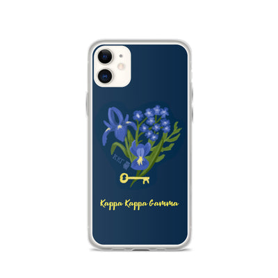 Kappa Kappa Gamma Fleur de Lis and Key iPhone Case, Navy Blue