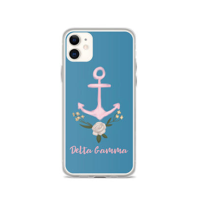 Delta Gamma iphone case with Pink Anchor for iPhone 11.