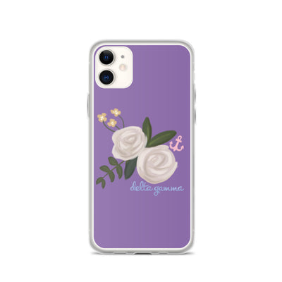 Delta Gamma Rose and Anchor Purple iPhone Case