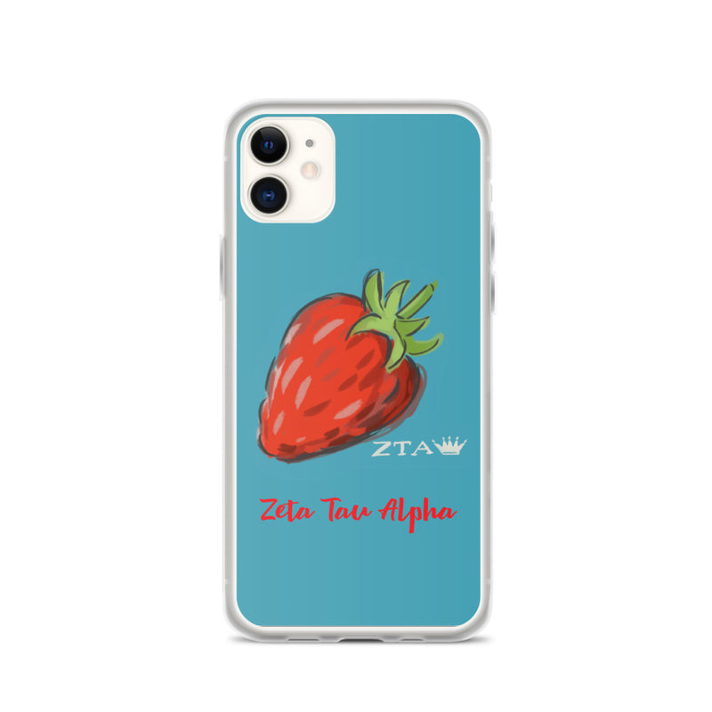 Zeta Tau Alpha Strawberry iPhone Case, Turquoise