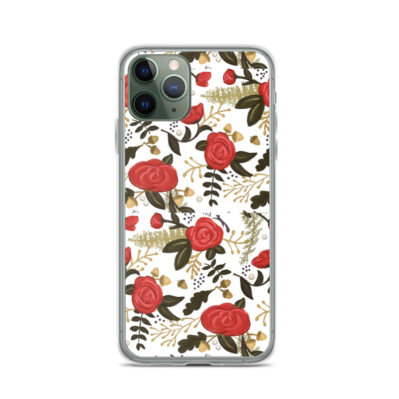 Alpha Gamma Delta Red Rose Floral Print White iPhone 11 Pro Case
