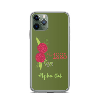 Alpha Chi Omega 1885 Founding Date olive green iPhone 11 Pro case