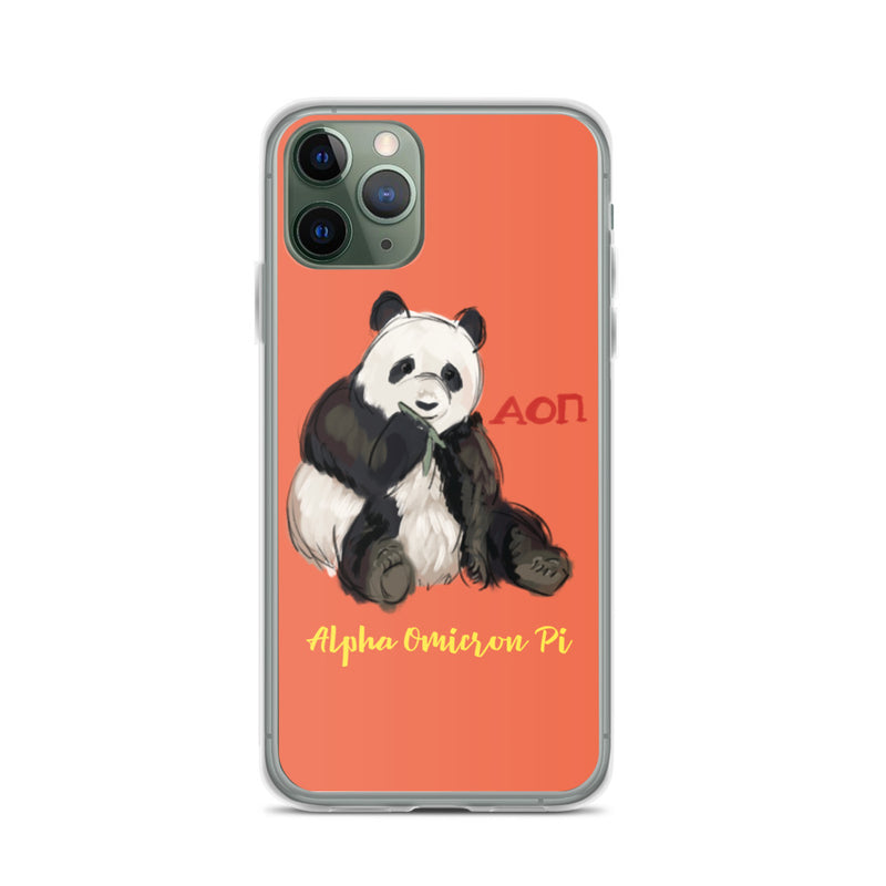 Alpha Omicron Pi Panda Coral iPhone Case