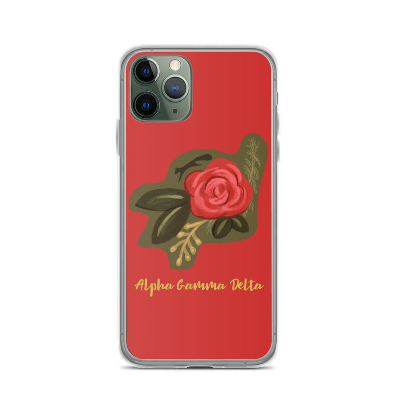 Alpha Gamma Delta Red Rose iPhone Case