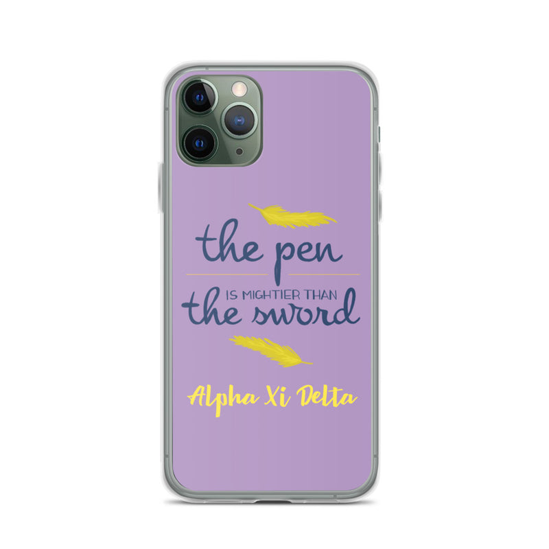 Alpha Xi Delta Pen is Mightier Purple iPhone Case