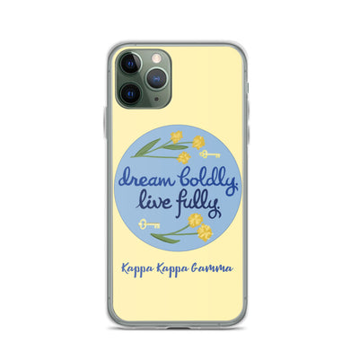 Kappa Kappa Gamma Dream Boldly. Live Fully. Yellow iPhone Case