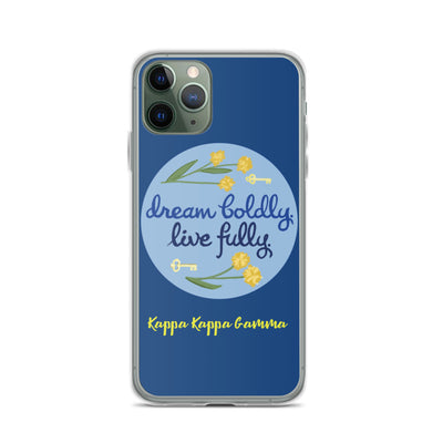 Kappa Kappa Gamma Dream Boldly. Live Fully. Navy Blue iPhone Case