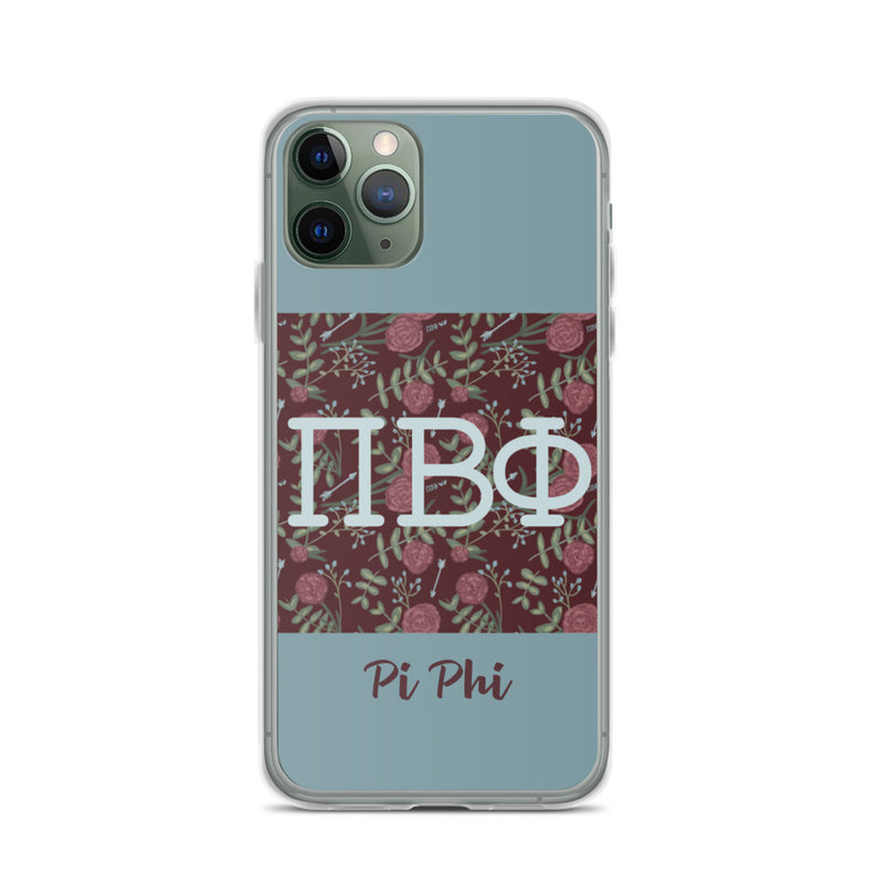 Pi Beta Phi Greek Letters Silver Blue iPhone Case