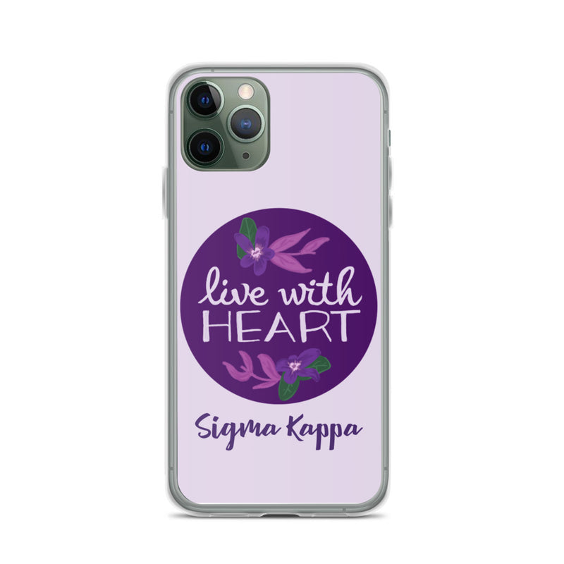 Sigma Kappa Live With Heart Lavender iPhone Case