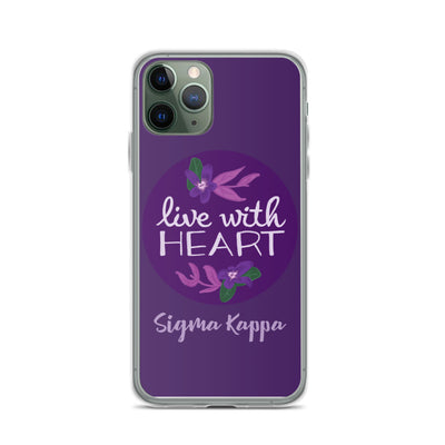 Sigma Kappa Live With Heart Purple iPhone Case