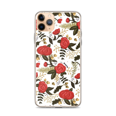 Alpha Gamma Delta Red Rose Floral Print White iPhone 11 Pro Max Case