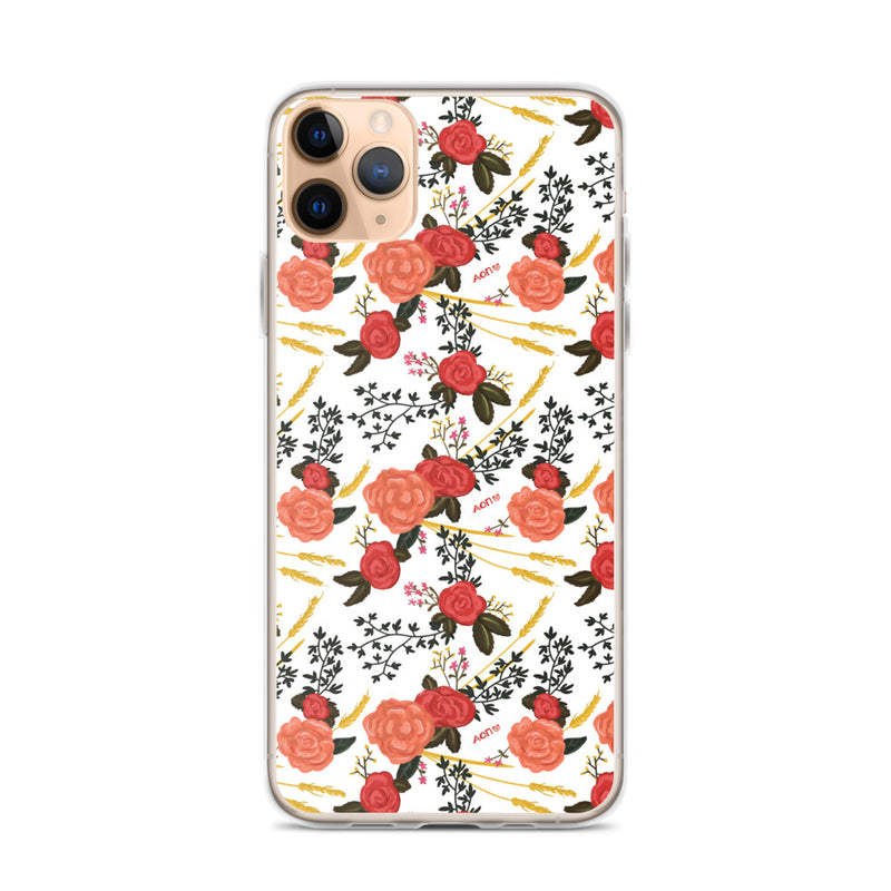 Alpha Omicron Pi Floral Pattern White iPhone Case